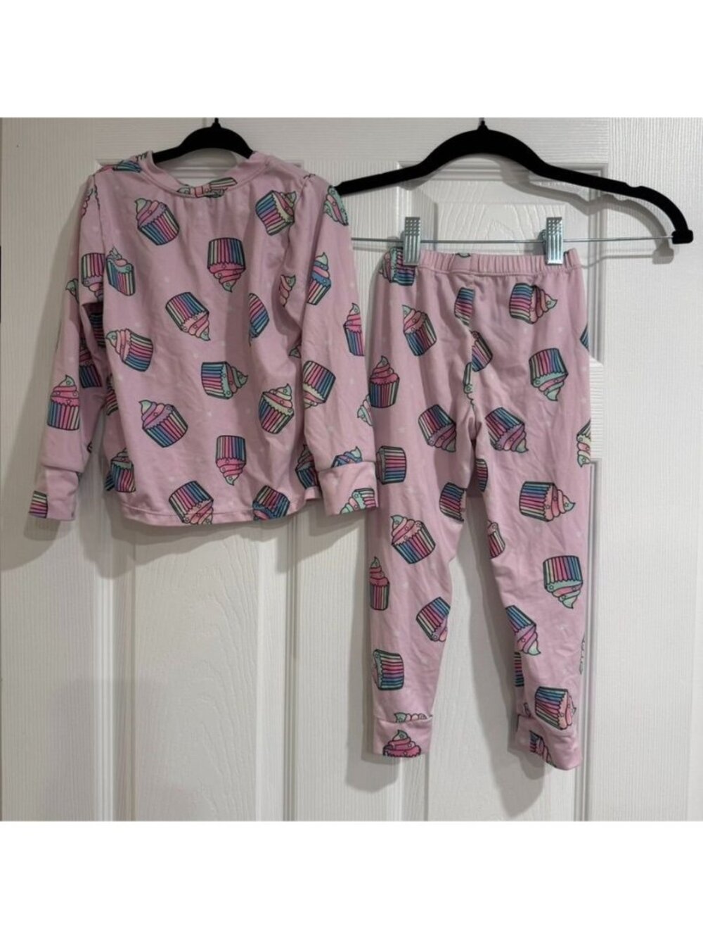 2PC PixieLane Pink Cupcake Long Sleeve Pants Pajama PJ Set Size 4T